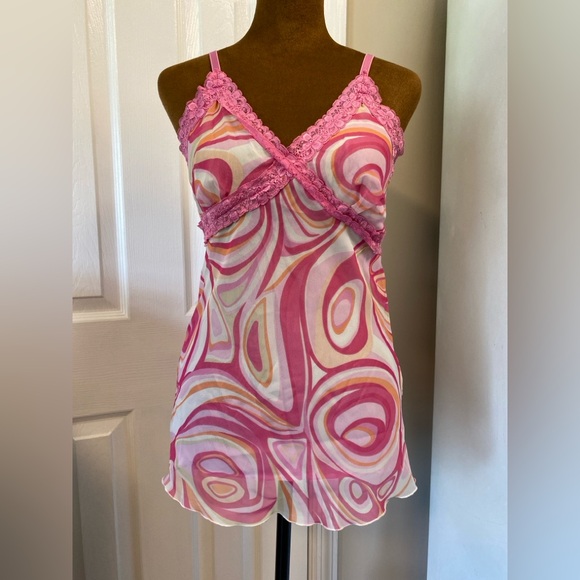 NICOLA Tops - Y2K Barbie Clueless Abstract Mesh Tank Top: Lace/ Bratz/ Rave/Festival/Bimbo